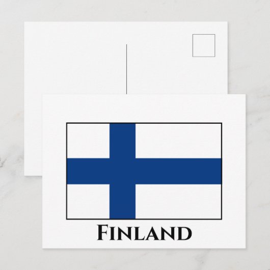 Finnische Flagge Postkarte (Vorne/Hinten)