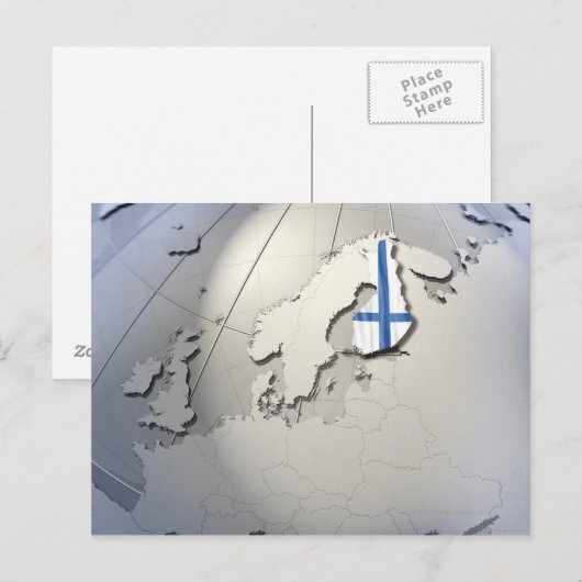 Finnische Flagge Postkarte (Vorne/Hinten)