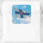 Finnische Flagge Quadratischer Aufkleber (Tasche)