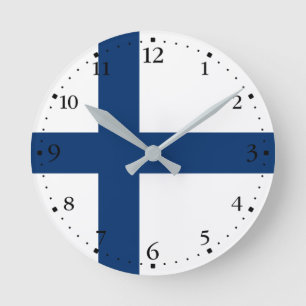 Finnische Flagge Runde Wanduhr