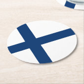 Finnische Flagge Runder Pappuntersetzer (Angewinkelt)
