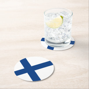 Finnische Flagge Runder Pappuntersetzer
