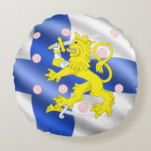 Finnische Flagge Rundes Kissen