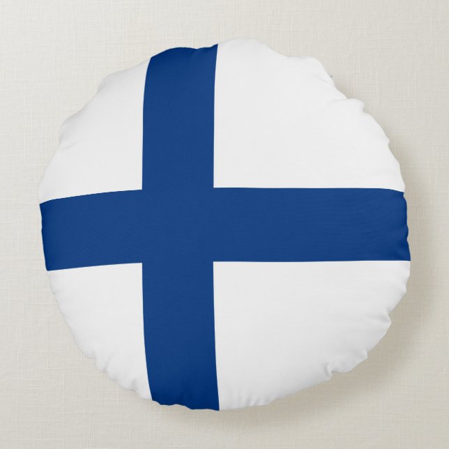 Finnische Flagge Rundes Kissen (Rückseite)