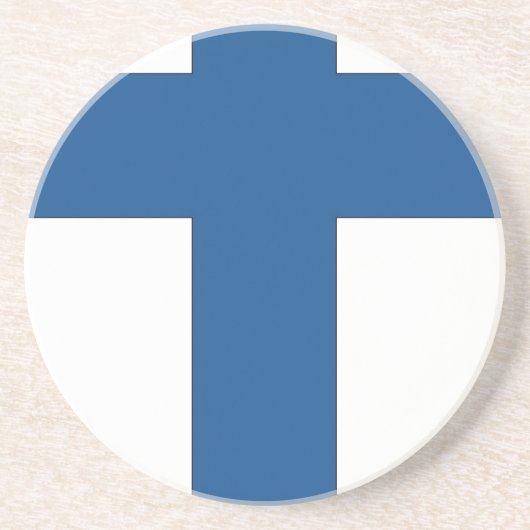 Finnische Flagge Sandstein Untersetzer (Vorne)