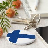 Finnische Flagge Schlüsselanhänger (Seite)