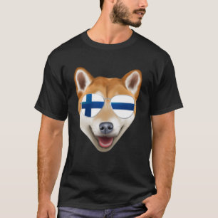 Finnische Flagge Shiba Inu Dog Finland Pocket T-Shirt