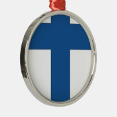 Finnische Flagge Silbernes Ornament (Rechts)