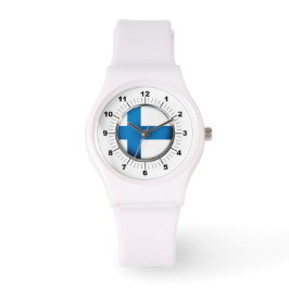 Finnische Flagge Sporty White Silicon Watch Armbanduhr