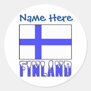 Finnische Flagge und Finnland Blau Personalisierun Runder Aufkleber