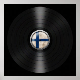 Finnische Flagge Vinyl Record Album Graphic Poster