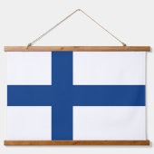 Finnische Flagge Wandteppich Mit Holzrahmen (Vorderseite 2)