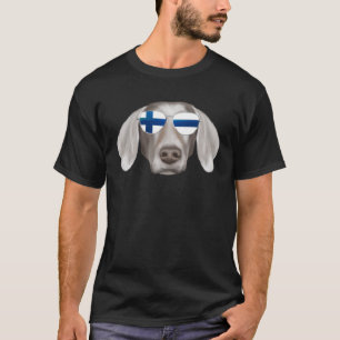 Finnische Flagge Weimaraner Hund Finnland Pocket T-Shirt