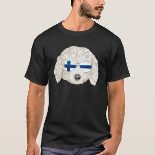 Finnische Flagge Weißer Pudel Hund Finnland Tasche T-Shirt