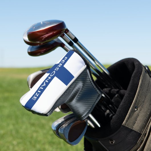 Finnische Flagge — Zollmonogramm Golf Headcover (In Situ)