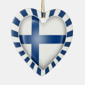 Finnische Herz-Flagge mit Stern-Explosion Keramikornament (Rechts)