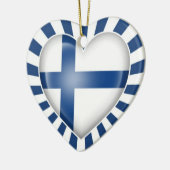 Finnische Herz-Flagge mit Stern-Explosion Keramikornament (Links)