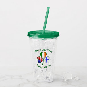 Finnische irisch-amerikanische Flaggen Shamrock pe Acryltrinkbecher