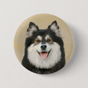 Finnische Lapphund Malerei - Niedliche Original Hu Button