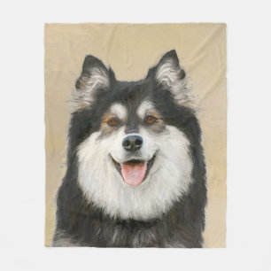 Finnische Lapphund Malerei - Niedliche Original Hu Fleecedecke