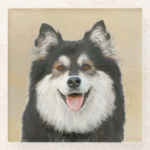 Finnische Lapphund Malerei - Niedliche Original Hu Glasuntersetzer