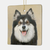 Finnische Lapphund Malerei - Niedliche Original Hu Keramikornament (Links)
