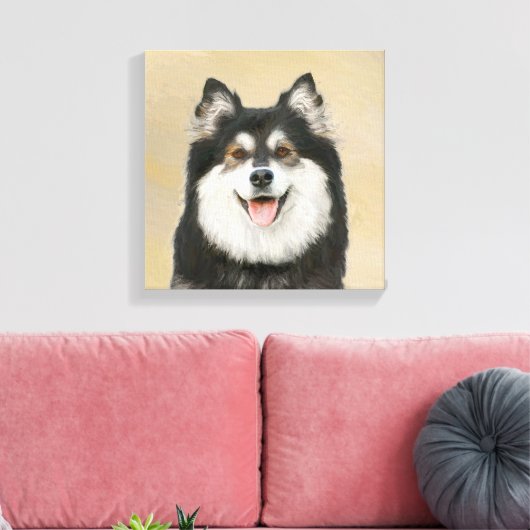 Finnische Lapphund Malerei - Niedliche Original Hu Leinwanddruck (Insitu (Wohnzimmer))