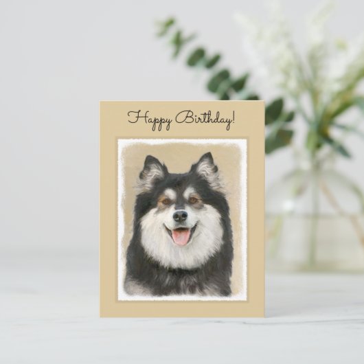 Finnische Lapphund Malerei - Niedliche Original Hu Postkarte (Stehend Vorderseite)