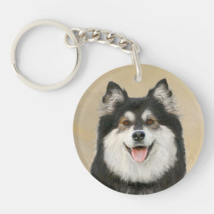 Finnische Lapphund Malerei - Niedliche Original Hu Schlüsselanhänger