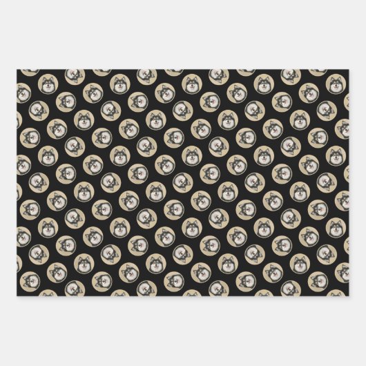 Finnische Lapphund Malerei Schwarz und Tan Dog Art Geschenkpapier Set (Vorderseite 3)