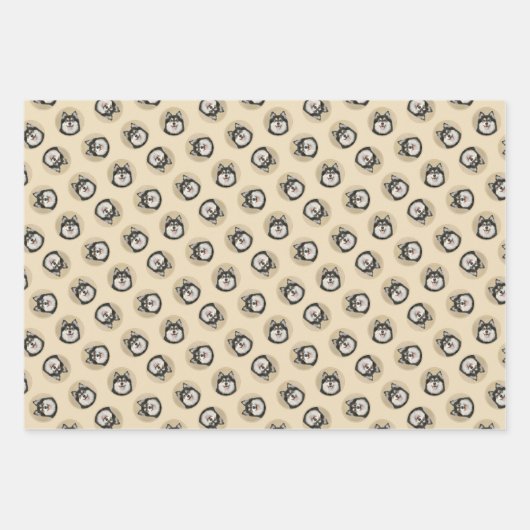 Finnische Lapphund Malerei Schwarz und Tan Dog Art Geschenkpapier Set (Vorderseite)