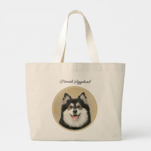 Finnische Lapphund Malerei Schwarz und Tan Dog Art Jumbo Stoffbeutel