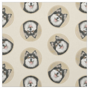 Finnische Lapphund Malerei Schwarz und Tan Dog Art Stoff