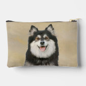 Finnische Lapphund Malerei Schwarz und Tan Dog Art Zubehörtasche (Rückseite)