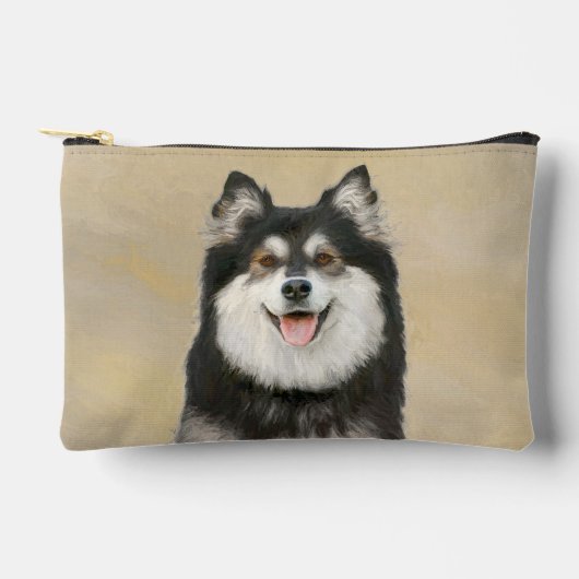 Finnische Lapphund Malerei Schwarz und Tan Dog Art Zubehörtasche (Vorderseite)