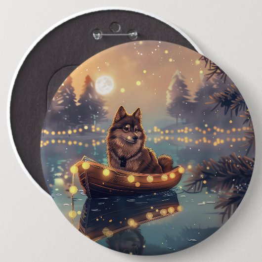 Finnische Lapphund Weihnachtsfeiertage Button (Vorne & Hinten)