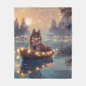 Finnische Lapphund Weihnachtsfeiertage Fleecedecke (Vorderseite)