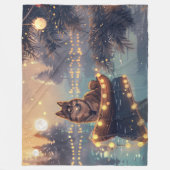 Finnische Lapphund Weihnachtsfeiertage Fleecedecke (Vorderseite)