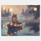 Finnische Lapphund Weihnachtsfeiertage Fleecedecke (Vorderseite (Horizontal))
