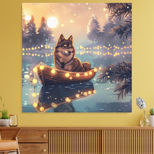 Finnische Lapphund Weihnachtsfeiertage Leinwanddruck (Insitu (Wohnzimmer))