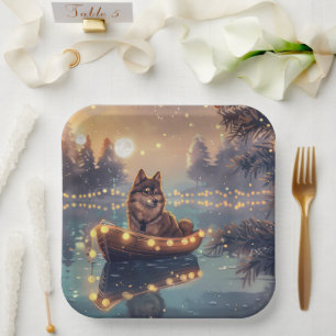 Finnische Lapphund Weihnachtsfeiertage Pappteller