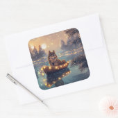 Finnische Lapphund Weihnachtsfeiertage Quadratischer Aufkleber (Umschlag)