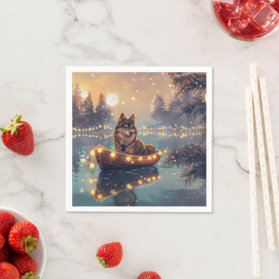 Finnische Lapphund Weihnachtsfeiertage Serviette