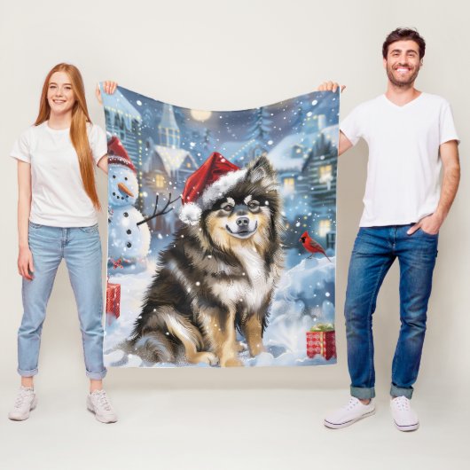 Finnische Lapphund Winter Wonderland Weihnachtsfre Fleecedecke (Beispiel)