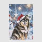 Finnische Lapphund Winter Wonderland Weihnachtsfre Golfhandtuch (Vorderseite)