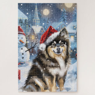Finnische Lapphund Winter Wonderland Weihnachtsfre Puzzle