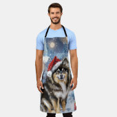 Finnische Lapphund Winter Wonderland Weihnachtsfre Schürze (Getragen)