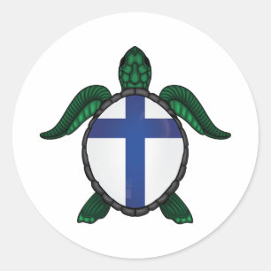 Finnische Meeresschildkrötenflagge Runder Aufkleber