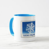 Finnische Schneeflocke-Briefmarken-Tasse Tasse (Vorderseite Links)