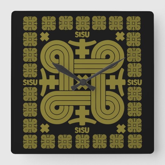 Finnische Sisu Art Quadratische Wanduhr (Vorderseite)